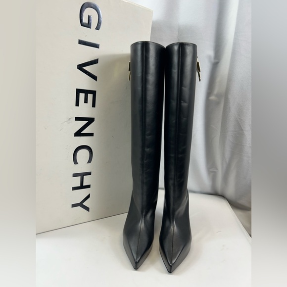 Givenchy Shoes - GIVENCHY 
Calfskin G Lock Wedge Knee High Boots